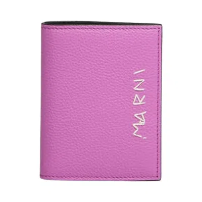 Pre-owned Marni Mending Bi-fold Leather Wallet 'cassis Pink' | Men's Size Onesize