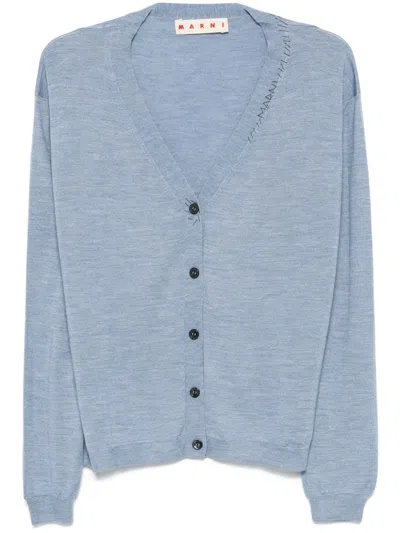 Marni Mending Cardigan In Blue