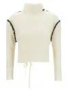 Marni Off-white Wool Cashmere Wrap Sweater In Multicolor