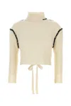 Marni Off-white Wool Cashmere Wrap Sweater In White/black