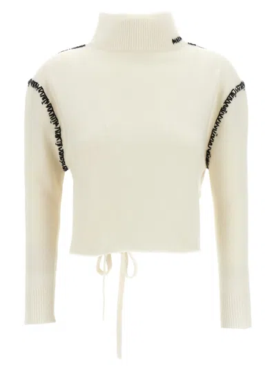 Marni Stitched Detail Cropped Cardigan In White