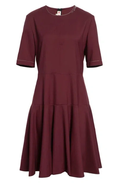 Marni Mending Embroidery Midi Dress In Burgundy