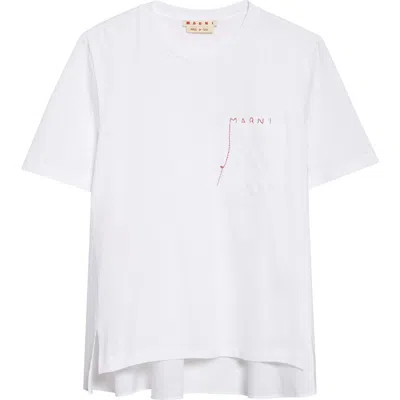MARNI MARNI MENDING LOGO COTTON POPLIN POCKET T-SHIRT