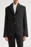 Marni Mending Logo Single Breasted Tropical Wool Blazer In Black