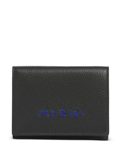 Marni Mending Logo Trifold Wallet In Black