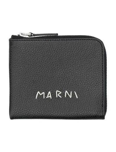 Marni Mending Logo Wallet In Black