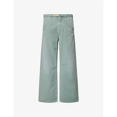 Marni Mens Baltic Wide-leg Belted Denim Jeans In Green