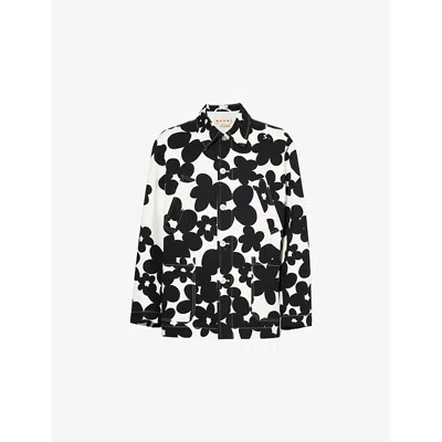 Marni 'floral Bloom' Jacket With Front Pockets In Black