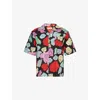 Marni Printed Short Sleeve Button Front Camp Shirt In Black