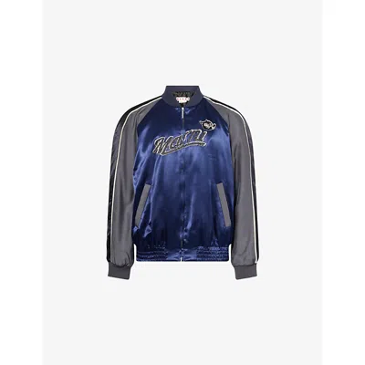 Marni Mens Blumarine Patch Raglan-sleeves Woven Jacket In Blue