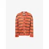 Marni Mens Clay V-neck Graphic-intarsia Knitted Cardigan In Brown