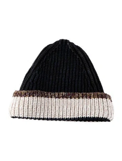 Pre-owned Marni Mens' Colorblock Beanie Hat In Blue/neutrals