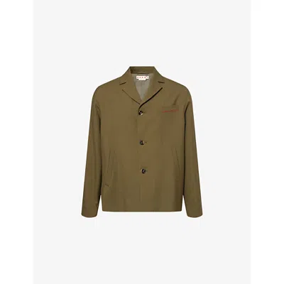 Marni Mens Deep Sage Notched-collar Single-breasted Wool Blazer In Green