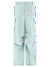 MARNI MENS LIGHT BLUE CARGO TROUSERS WITH DRAPE DETAIL FOR FALL/WINTER 2024