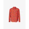 Marni Mens Graphic-print Long-sleeve Woven Shirt Orange In Orange