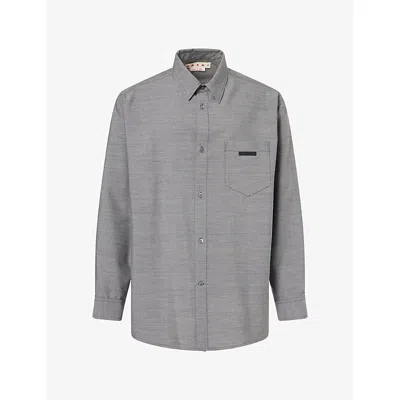 Marni Mens Oversized Long-sleeve Wool Shirt Grey In Gray