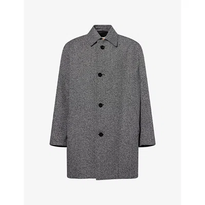 Marni Mens Point Collar Wool-blend Coat Black In Gray