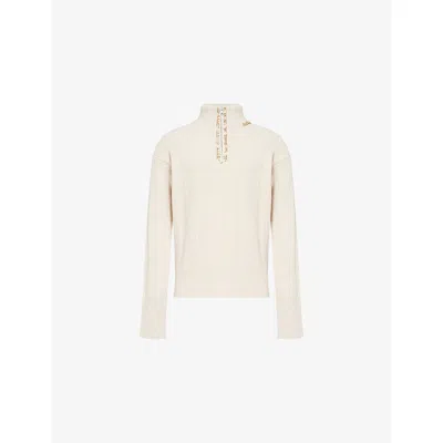 MARNI MENS SOFT BEIGE MENDED TURTLENECK WOOL AND CASHMERE JUMPER