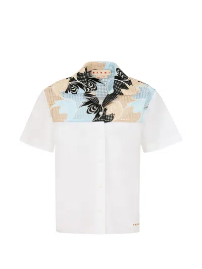Marni Mesh Floral Shirt In White