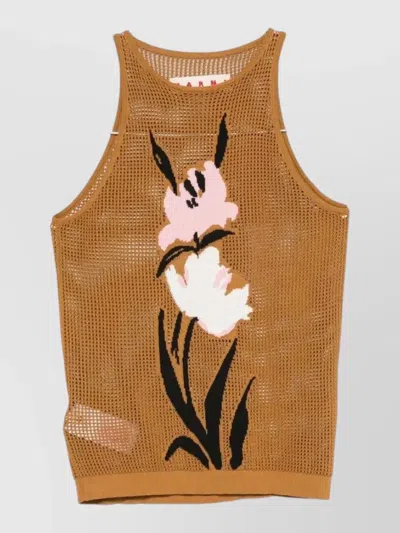 MARNI MESH KNIT TOP FLORAL PATTERN