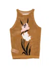 Marni Mesh Knit Top Floral Pattern In Brown