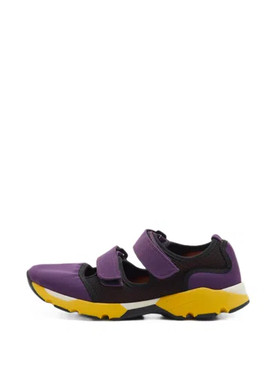 Pre-owned Marni Mesh Touch-strap Sneakers In Purple