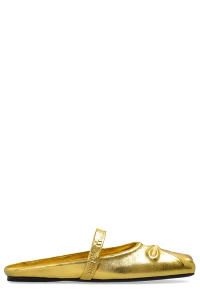 Marni Metallic Ballerina Shoes In Gold