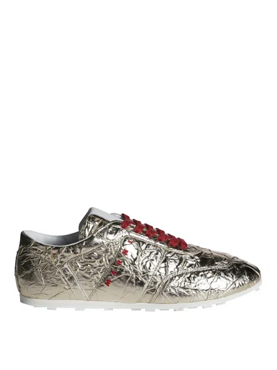 Marni Metallic Gold Red Laces Sneakers