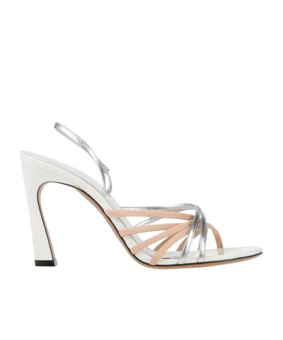 Marni Metallic Sheepskin High-heel Sandals In Silver