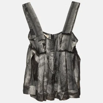 Pre-owned Marni Metallic Stripe Lurex Silk Blend Trapeze Top S
