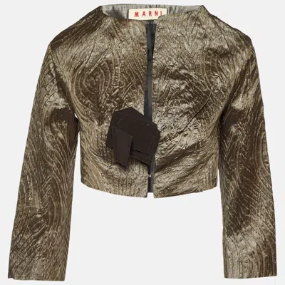 Pre-owned Marni Metallic Textured Jacquard Silk Blend Crop Jacket S