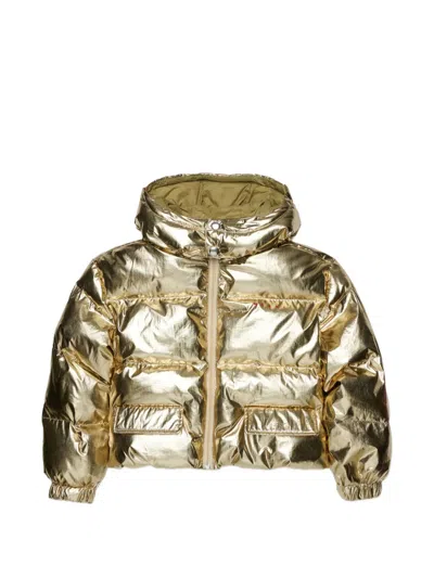Marni Kids' Metallic-effect Hooded Padded Jacket In Yellow