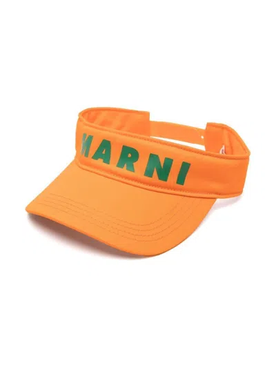 Marni Kids' Logo印花遮阳帽 In Yellow & Orange