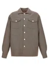 Marni Micro Houndstooth Wool Jacket In Brown