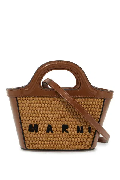 Marni Micro Tropicalia Bucket Bag In Raw Sienna