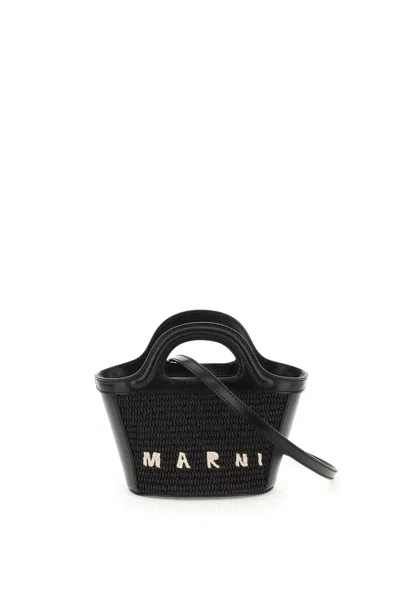 Marni Micro Tropicalia Bucket Bag In Black