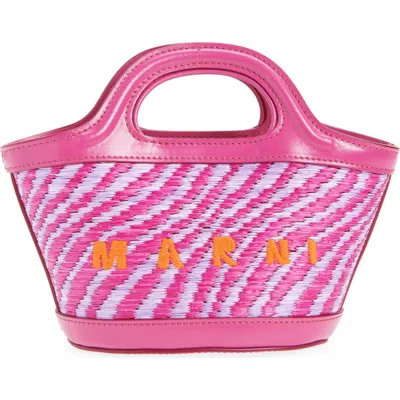 Marni Micro Tropicalia Logo Woven Bag In Neutral
