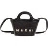 Marni Micro Tropicalia Logo Woven Top Handle Bag In Black