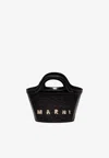 Marni Micro Tropicalia Raffia Handbag In Black