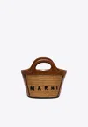 Marni Micro Tropicalia Raffia Handbag In Brown