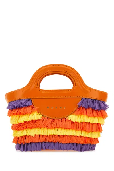 Marni Multicolor Fabric Micro Tropicalia Summer Handbag In Orange