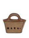Marni Micro Woven Tote Bag In Brown