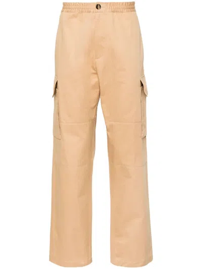 Marni Wide-leg Cotton-gabardine Trousers In Beige