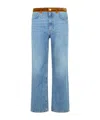 Marni Denim Trousers With Floral Patch Detail In Blue