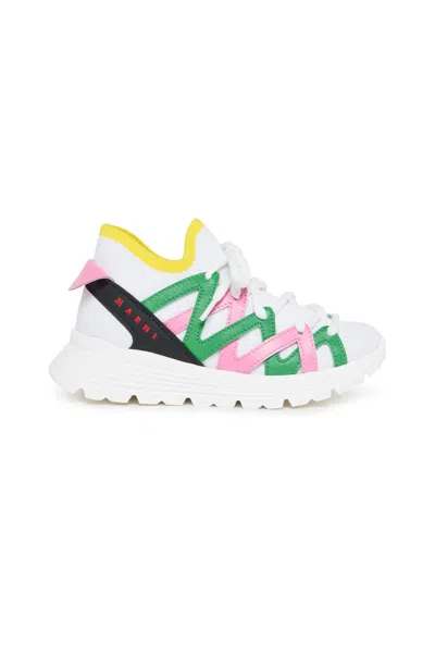 Marni Mid Sock Colorblock Trainers In White