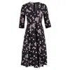 Marni Midi Floral Print V-neck Dress In Black Jacquard In Black