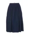 Marni Light Navy A-line Cotton Midi Skirt In Blue
