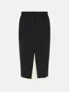 Marni Midi Skirt In Cool Black Virgin Wool With Exposed Lining