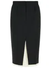 Marni Midi Skirt In Cool Black Virgin Wool With Exposed Lining