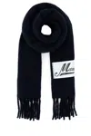 Marni Womens Blublack Brand-tab Fringed-hem Alpaca-blend Scarf
